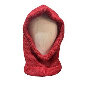 Bogner Red Knitted Wool Acrylic Winter Hoodie/Scarf Pullover Balaclava One Size
